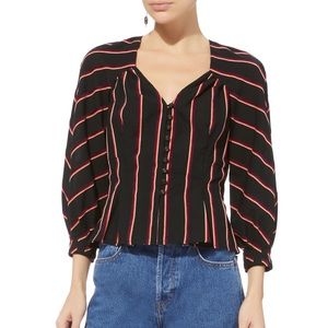 NWT INTERMIX Lexi Striped Top Button Blouse 6